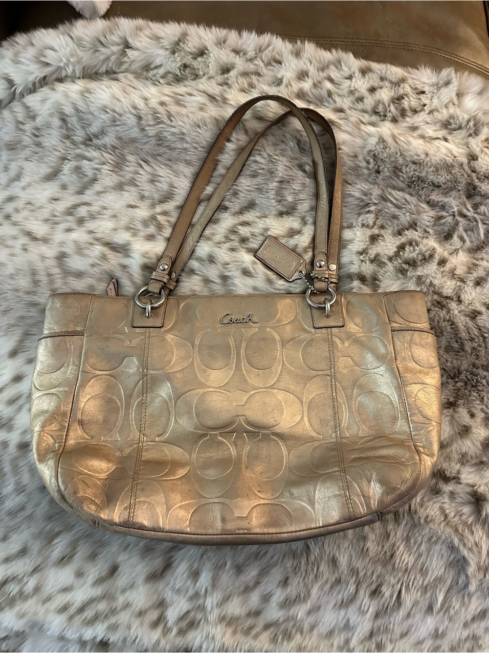 Coach Metallic Gold Signature Shoulder Tote